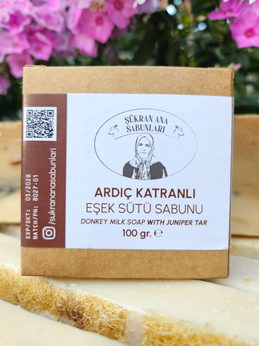 Ardıç Katranlı Eşek Sütü Sabunu – El Yapımı Doğal Sabun (100 gr)